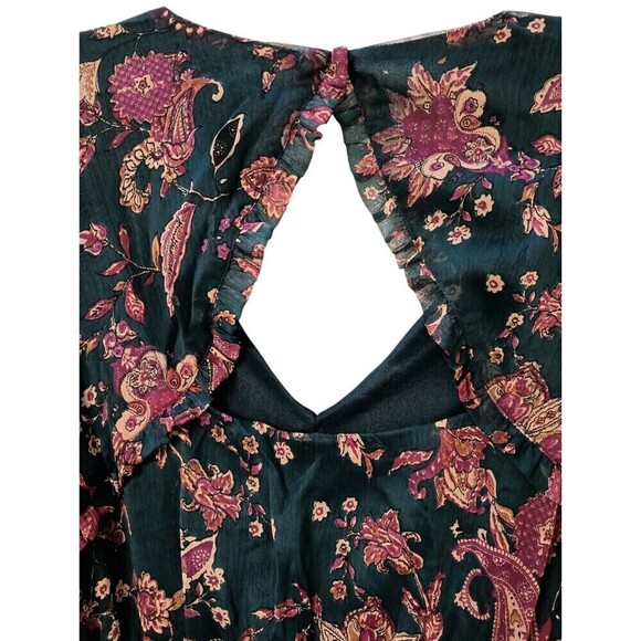 Band of the Free BOG Dress Small Run the World Pine Berry Boho Floral Flowy Midi - Picture 13 of 16